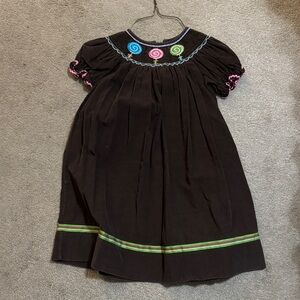 Charming Brown Kids Dress with Colorful Accents